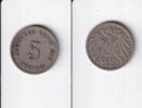 Deutsches Reich, Kaiserreich, 5 Pfennig großer Adler, Kupfer/Nickel, -