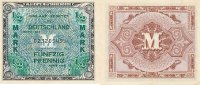 Deutschland, Alliierte Militärbehörde 1/2 Mark Ro.200a, KN 9 stellig,US-Druck mit F -