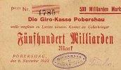 Sachsen 500 Mrd. Mark 6.November Pobershau -