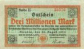 Deutschland 3 Mio.Mark 20.August Reichsbahn Direktion Dresden -