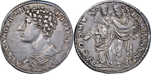 Italy, Florence, Alessandro de Medici, silver testone, c. 1534, dies by Cellini