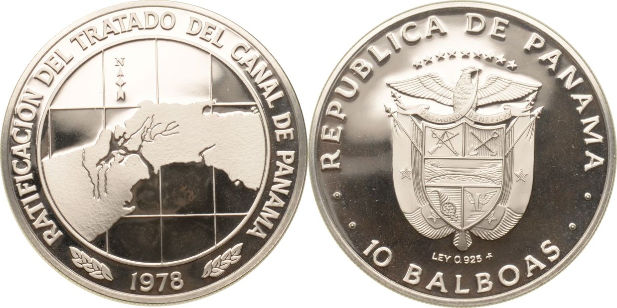 Panama 10 Balboas 1978 Karte der Kanalzone Proof | MA-Shops