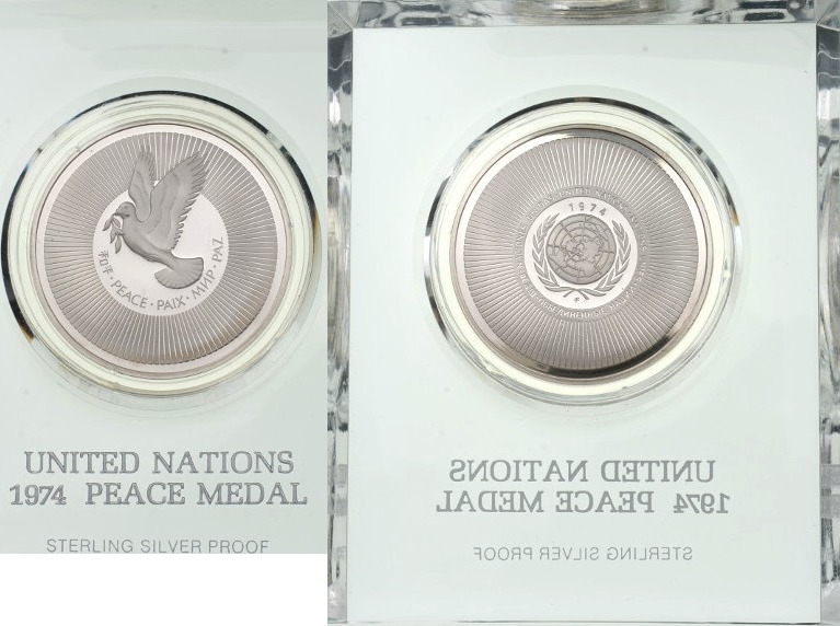 Friedensmedaille 1974 United Nations Peace Medal Proof | MA-Shops