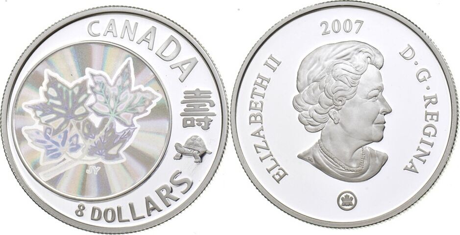Kanada 8 Dollars 2007 Maple of Long Life - Hologrammmünze, OVP