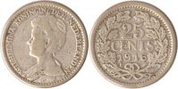Niederlande 25 Cents Niederlande, 25 Cent, Wilhelmina, 1916, ss -