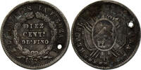 10 Centavos 1873 PTS FE Bolivien  s-ss, gelocht