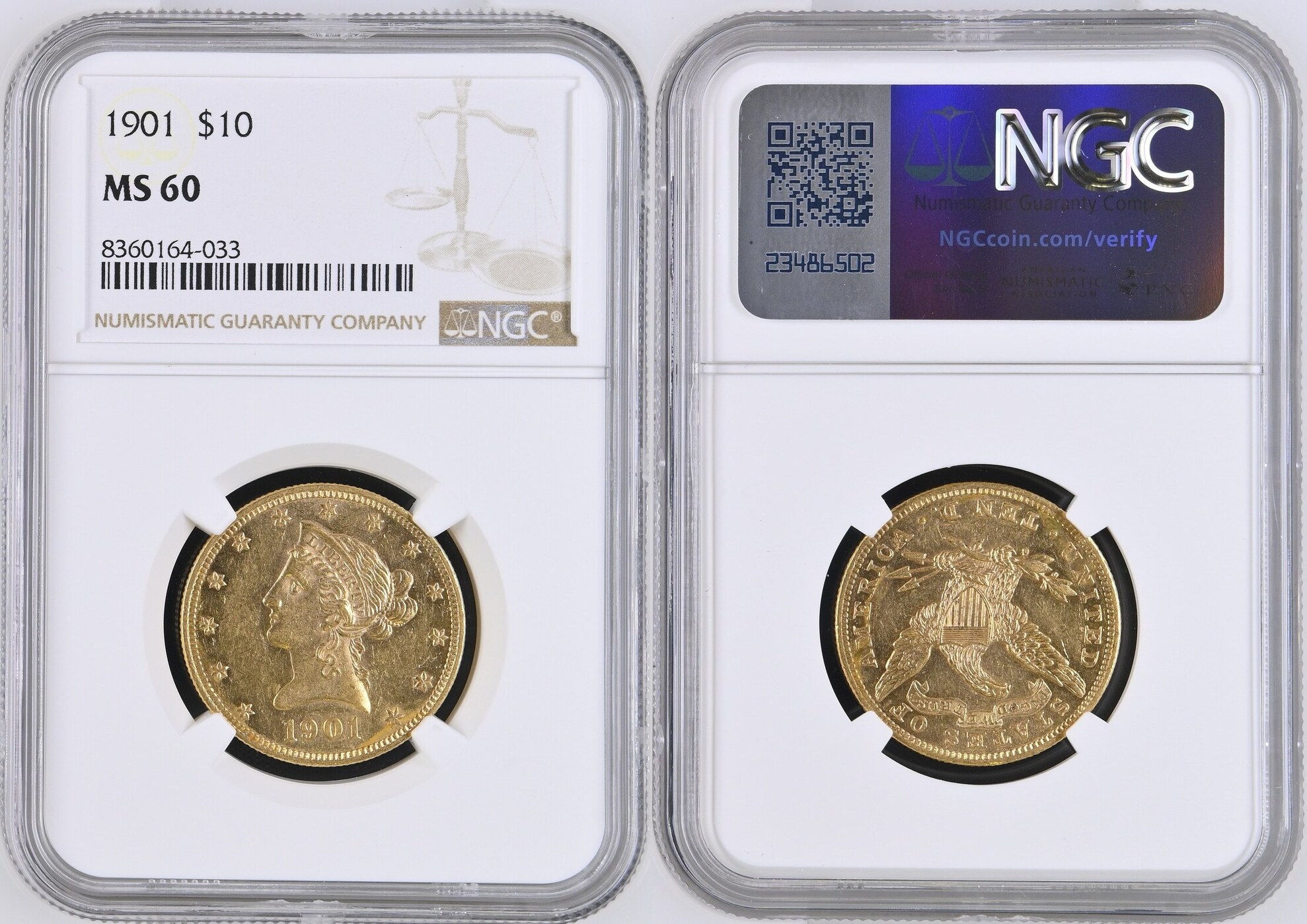 USA $10 EAGLE 1901 NGC MS 60 | MA-Shops