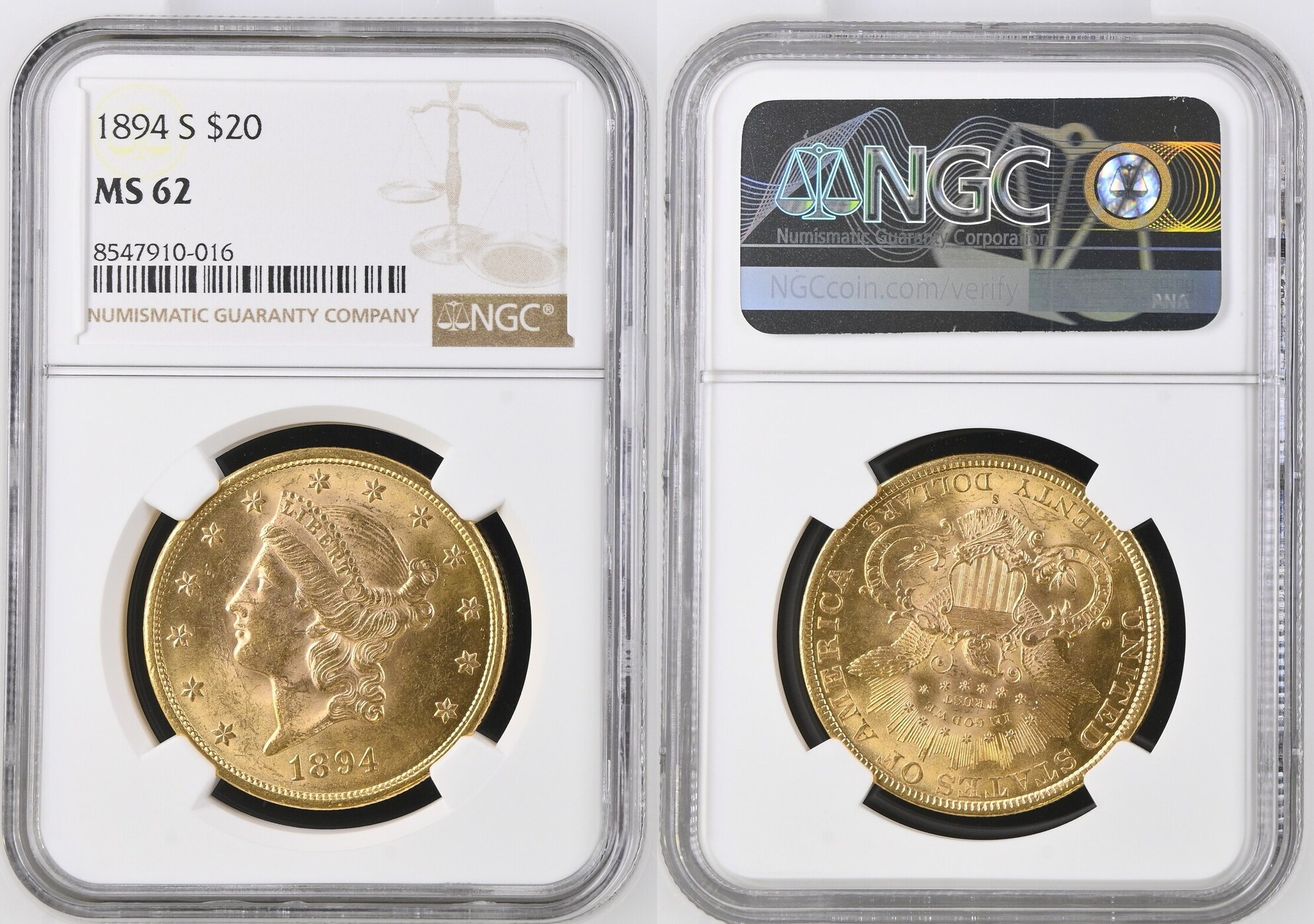 USA $20 DOUBLE EAGLE 1894 S NGC MS 62 | MA-Shops
