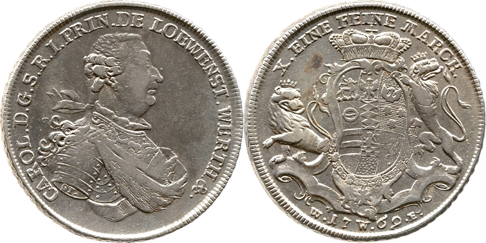 Löwenstein-Wertheim-Rochefort 1 Thaler 1769 X Eine Feine Marck, Karl ... Löwenstein-Wertheim-Rochefort 1 Thaler 1769 X Eine Feine Marck, Karl ...