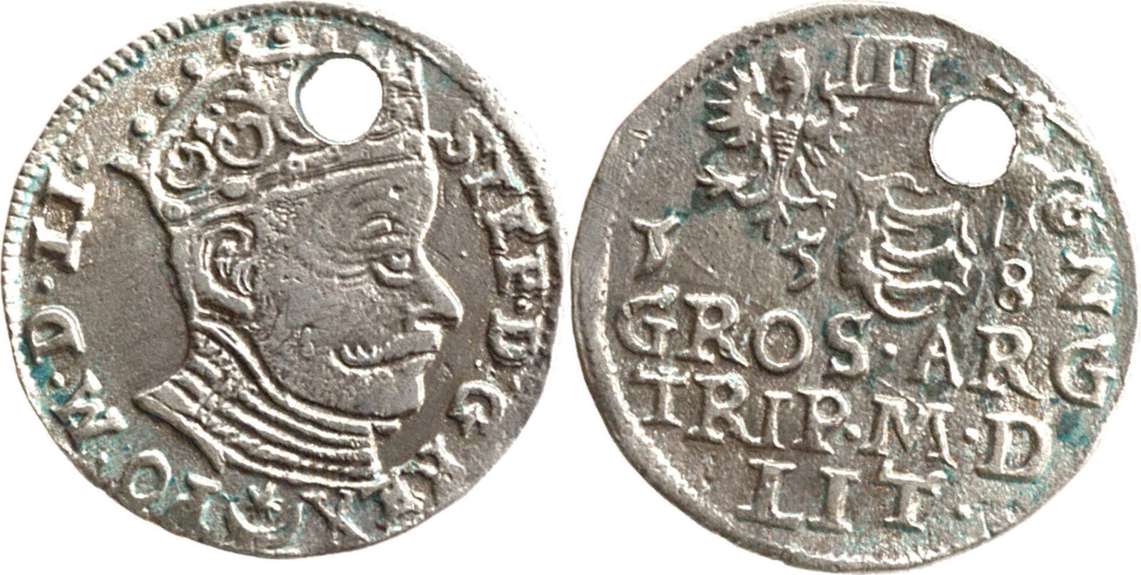 Polen-Litauen 3 Groschen 1582 Stefan Bathory, Vilnius, Grosze, Trojak ...