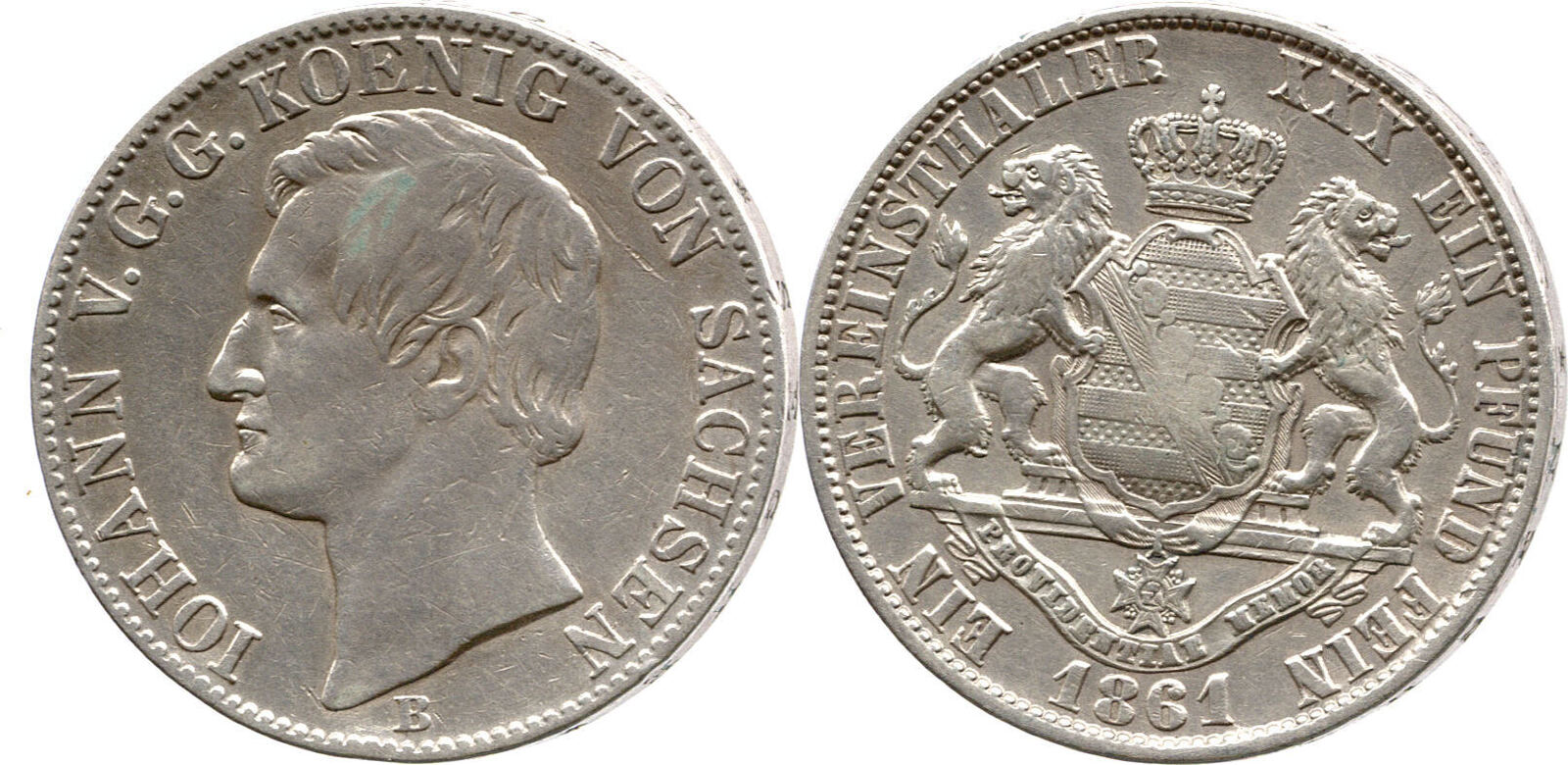 Königreich Von Sachsen 1 Vereinstaler 1861 B Johann, Iohann, König Von ...