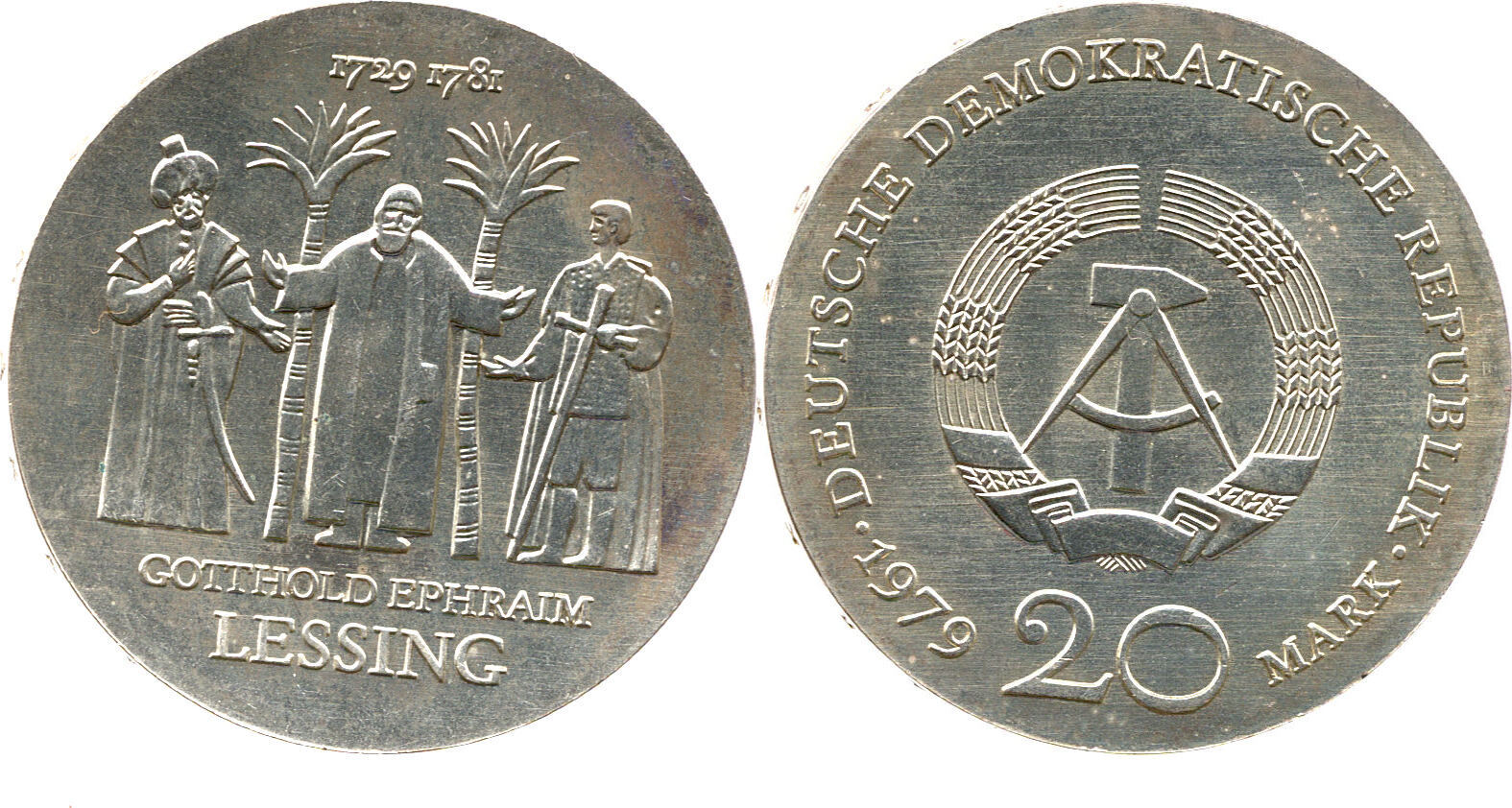 DDR 20 Mark 1979 250. Geburtstag von Gotthold Ephraim Lessing BU | MA-Shops