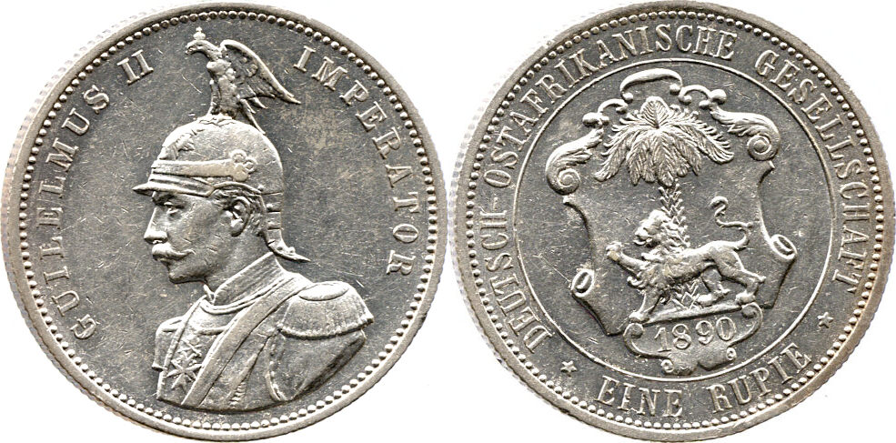 Deutsch Ostafrika 1 Rupie 1890 GUILELMUS II IMPERATOR