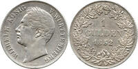 Württemberg 1 Gulden König Wilhelm I., 1816 - 1864, Stuttgart, Staatliche Münze, Seltenster Jahrgang -