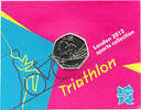 Großbritannien 50 Pence Elizabeth II, 1952 - 2022, 4. Portrait, Triathlon, Llantrisant -