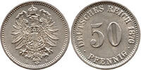 Deutsches Kaiserreich 50 Pfennig Wilhelm I., 1871 - 1888, Typ 1, großer Schild, Karlsruhe -