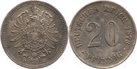 Deutsches Kaiserreich 20 Pfennig Wilhelm I., 1871 - 1888, Typ 1, großer Schild, Stuttgart -