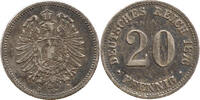 Deutsches Kaiserreich 20 Pfennig Wilhelm I., 1871 - 1888, Typ 1, großer Schild, Hannover -