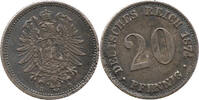 Deutsches Kaiserreich 20 Pfennig Wilhelm I., 1871 - 1888, Typ 1, großer Schild, Hannover -