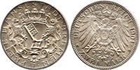 Deutsches Kaiserreich / Freie Hansestadt Bremen 2 Mark schimmernde Patina, attraktives Stück, Freie Stadt 1186 - 1918 -