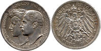 Deutsches Kaiserreich / Sachsen-Weimar-Eisenach 3 Mark Die zweite Ehe des Großherzogs, farbige Patina, attraktives Exemplar -