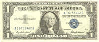 USA 1 Dollar Silber Zertifikat, Blaues Siegel, Mottospruch, R.B. Anderson, A/B -