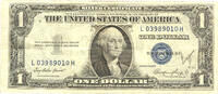 USA 1 Dollar Silber Zertifikat, Blaues Siegel, ohne Mottospruch, GMH, L/H, Washington -