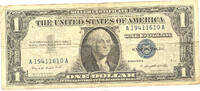 USA 1 Dollar Silber Zertifikat, Blaues Siegel, Mottospruch, C. D. Dillon, A/A, Washington -