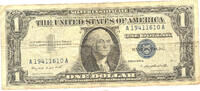 USA 1 Dollar Silber Zertifikat, Blaues Siegel, ohne Mottospruch, GNC, JWS, Q/F, Washington -