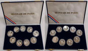 Frankreich 9 x 100 Francs Olympische Winterspiele, 1992 Albertville, Silber Proof Set, ohne Goldmünze -