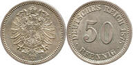 Deutsches Kaiserreich 50 Pfennig Wilhelm I., 1871 - 1888, Typ 1, großer Schild, Berlin -