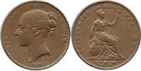 Großbritannien 1 Penny Victoria, 1837-1901, Royal Mint, 1st Portrait, Ornamental Trident, With Initials -
