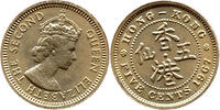 Hong Kong 5 cent Elizabeth II, 1952 - 1997, erstes Portrait, Royal Mint -
