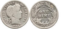 USA 1 Dime Barber Dime, Liberty, ONE DIME, New Orleans, United States Mint -
