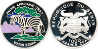 Republique du Benin 1000 Francs CFA African Fauna Zebra, EQUUS ZEBRA -
