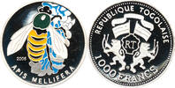 Republique Togolaise 1000 Francs African Fauna, Biene, APIS MELLIFERA, RR, Selten -