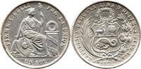 Peru 1 Sol 1872 YJ Libertad, Lima, Firme Y Feliz, Por la Union sehr sch&ouml;... 144.53 US$  +  230.09 US$ shipping