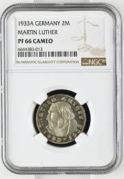 Drittes Reich 2 Mark 1933 A NGC PF66 CAMEO