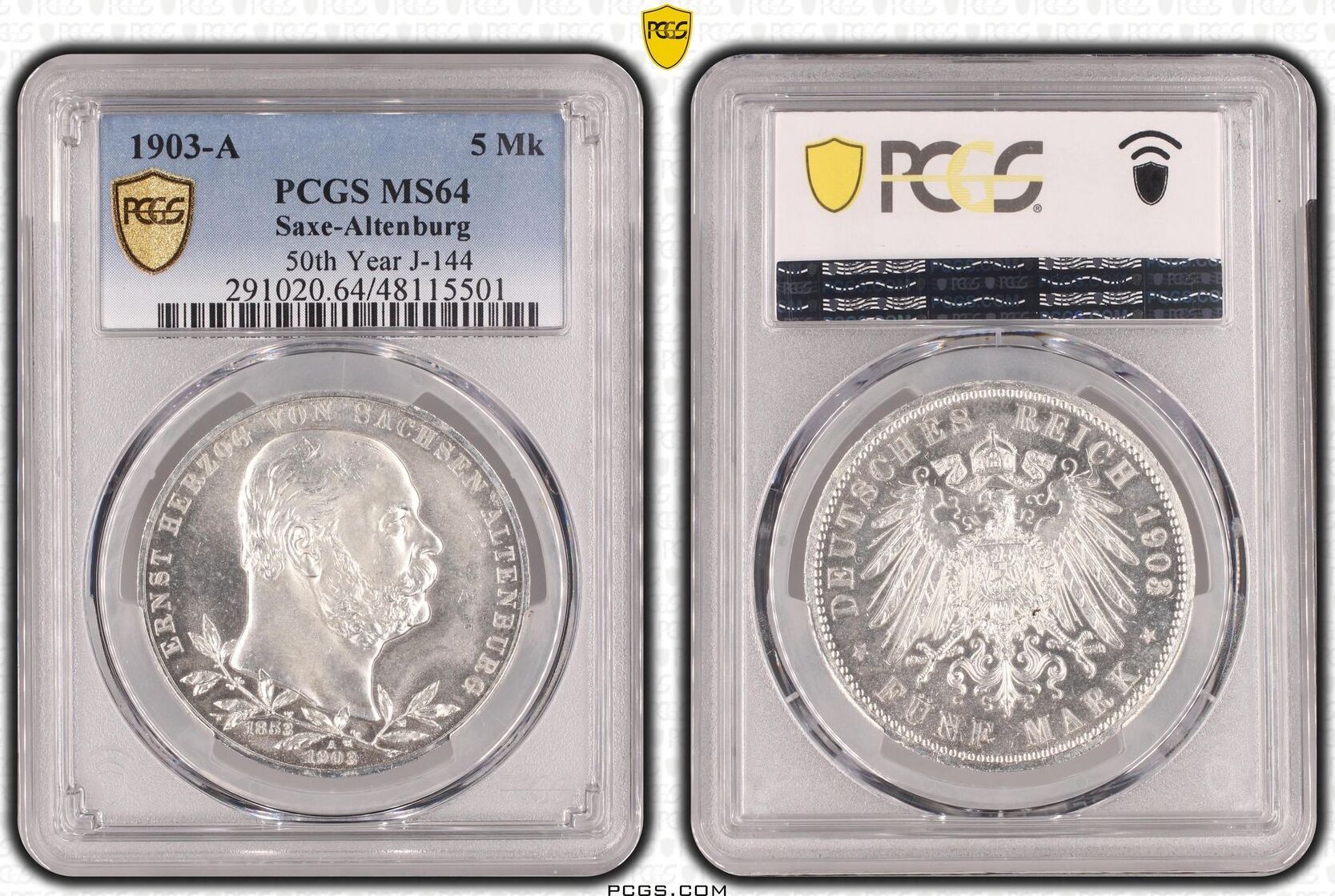 SachsenAltenburg 5 Mark 1903 A Ernst 18531908. PCGS MS64