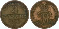 Oldenburg Cu 3 Pfennig Nicolaus Friedrich Peter 1853-1900. -