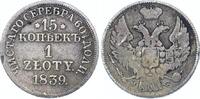 Polen 1 Zloty zu 15 Kopeken Nikolaus I. von Russland 1825-1855. -