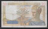 FRANCE . 50 Francs 17.09.1936 CÉRÈS. Alphabet: Q.5082 . Gutes F (Häufiges Anhaftung)