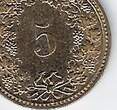 SVIZRA. SVIZZERA. SCHWEIZ. SUISSE . 5 Rappen 2003 Tête d