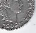 SVIZRA. SVIZZERA. SCHWEIZ. SUISSE . 20 Rappen 1909B Schrötlings-fehler. Défaut de coin . VF-