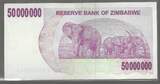 ZIMBABWE. 50 Mio. Dollars. 02/04/2008. Serie: AH . VF+ .