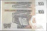 PERÚ/PÉROU. 100 Intis. 26/06/1987. 2 NOTES. Serie: B/D, B/G . Fast NEU. AU-55.