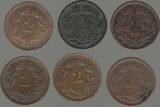 SVIZRA, SVIZZERA, SUISSE, SCHWEIZ. 2 Rappen. 1850,66,75,86. 1931,38. 6 MÜNZE. MONNAIES . Von schön bis VF+.