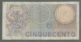 Italie / Italia. 500 Lires (1974) Billet de remplacement : W 05 . F.