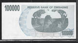ZIMBABWE. 100000 Dollars 1.6.2006 Ohne Abstand. Sans espace . Serie: AA, N° 0000402 . Fast NEU/I- (Manipulationspuren)