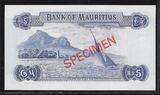 ÎLE MAURICE. MAURITIUS 5 et 10 Rupees (1978) Queen Elizabeth II. 2 Specimen à la Croix de Malte. UNC-